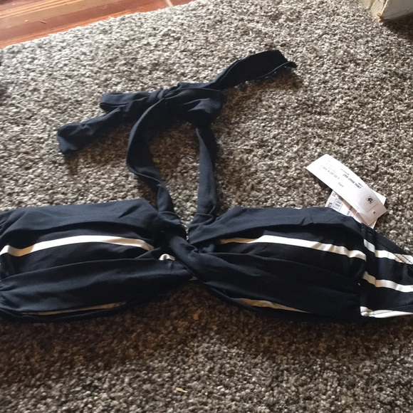 NWT LIZ CLAIBORNE SWIM BIKINI TOP TIES 12 black/wh - Picture 3 of 7